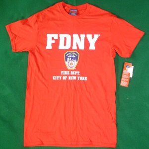 New York Fire Department Small Red Short Sleeve T-Shirt NWT